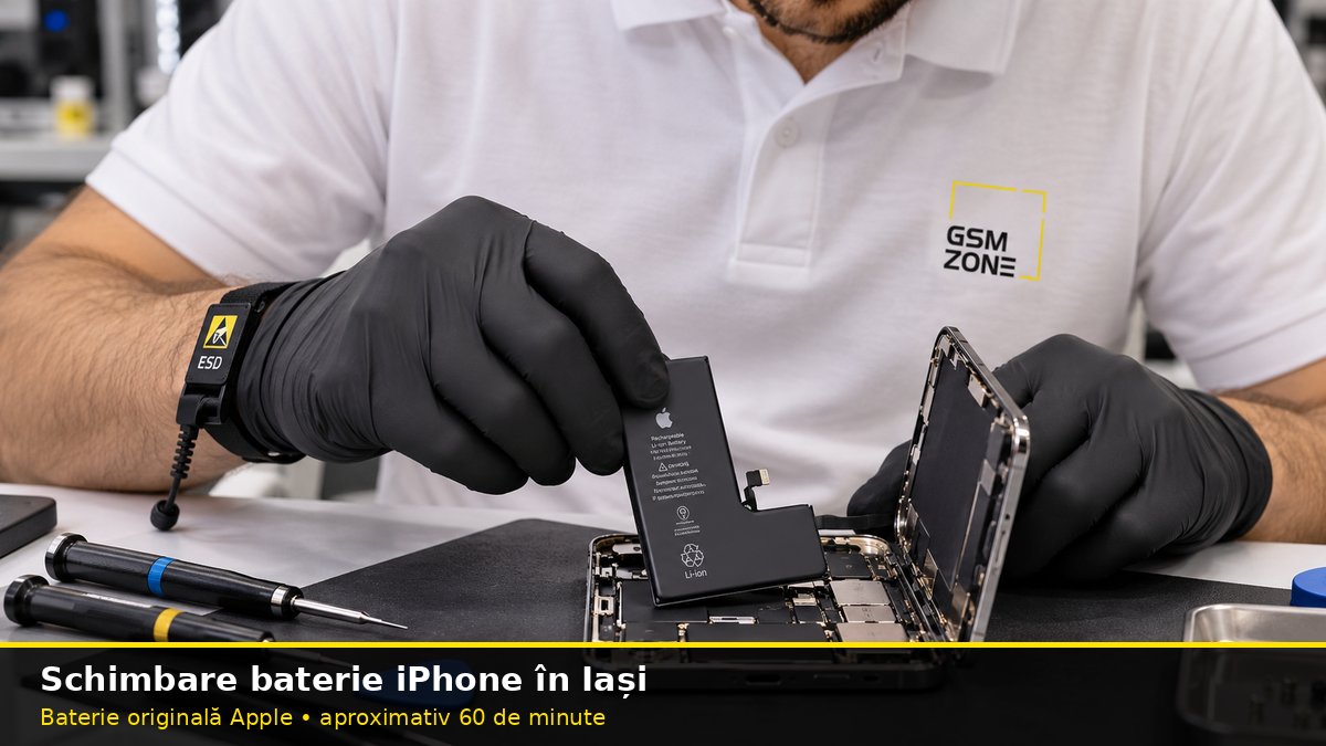 Schimbare baterie iPhone în Iași la GSM Zone